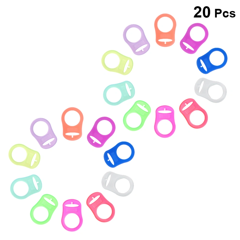 20pcs Silicone Baby Dummy Pacifier Clips Holders Newborn Infant Rings (Mixed Color)