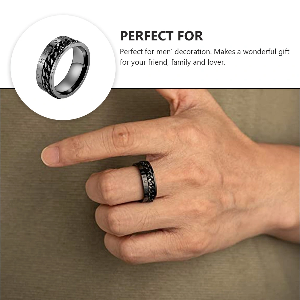 1pc Stylish Viking Letter Ring Man Ring Man Hand Jewelry Titanium Steel Ring