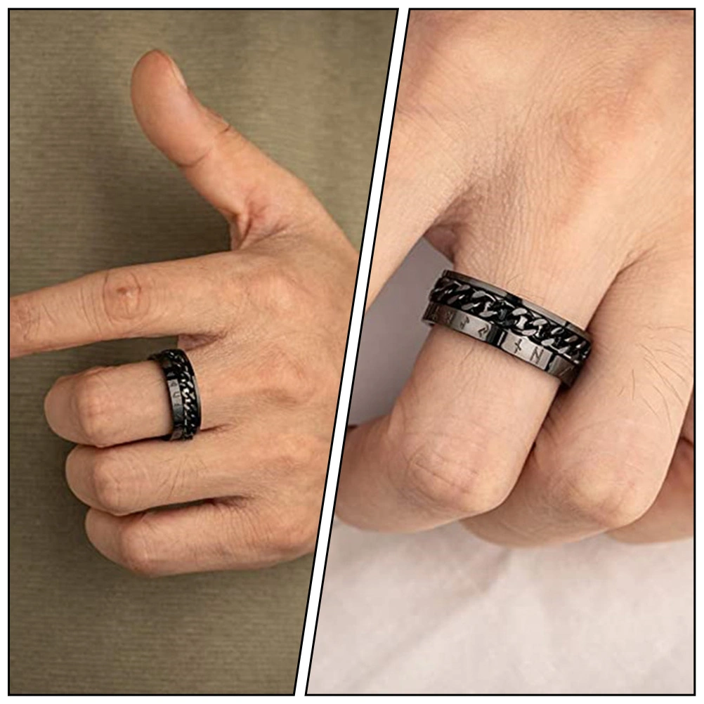 1pc Stylish Viking Letter Ring Man Ring Man Hand Jewelry Titanium Steel Ring