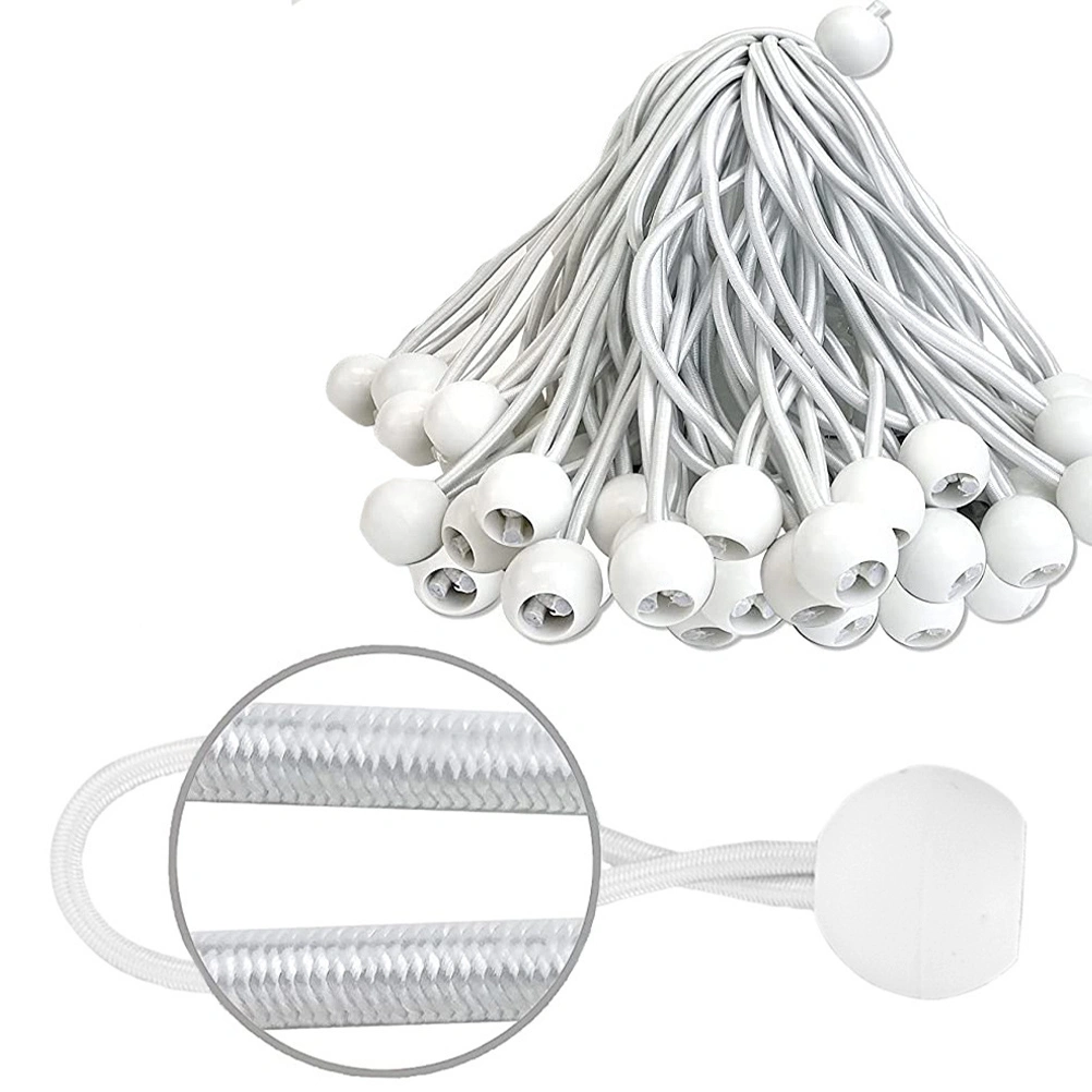 50pcs Ball Bungee Cord 10cm White Bungee Cord Tent Tie Down Bungee Strap Supply
