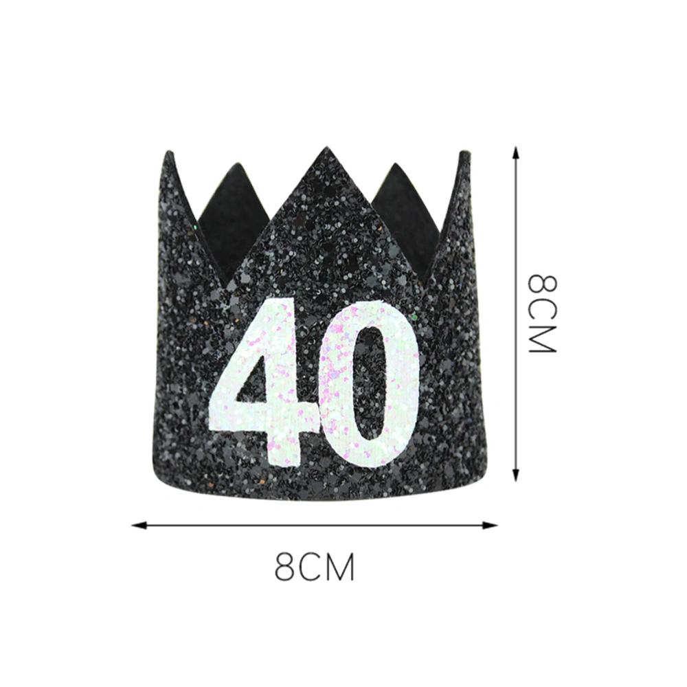 Adult Crown Hats Party Glitter Number 40 Birthday Mini Hat Birthday Party Decorations Props - Style B