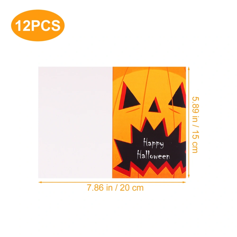 12pcs Halloween Greeting Cards Blank Blessing Cards with Envelopes Stickers