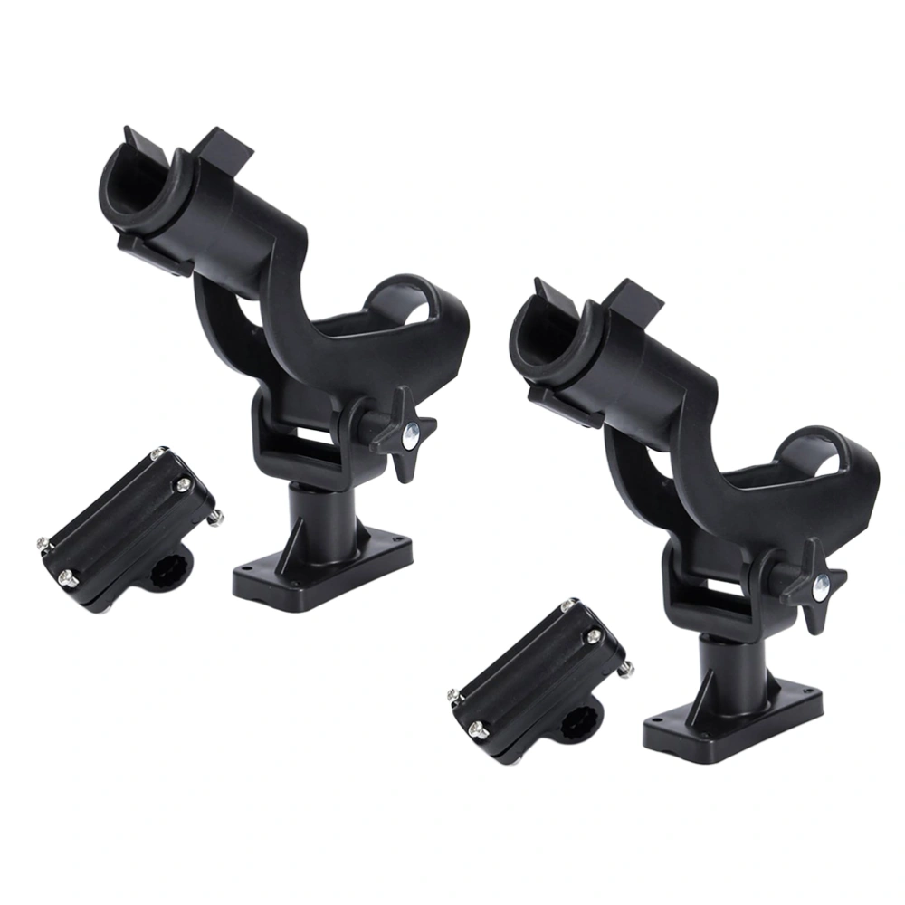 2pcs Fishing Support Rod Holder Bracket Kayaking Yacht Fishing Tackle Tool 360 Degrees Rotatable With Screws For Boat (Black)