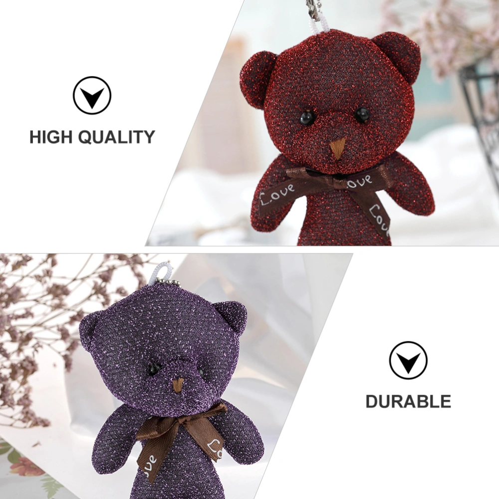 8pcs Adorable Bear Bag Keys Decorative Ornaments Hanging Pendants Key Chains