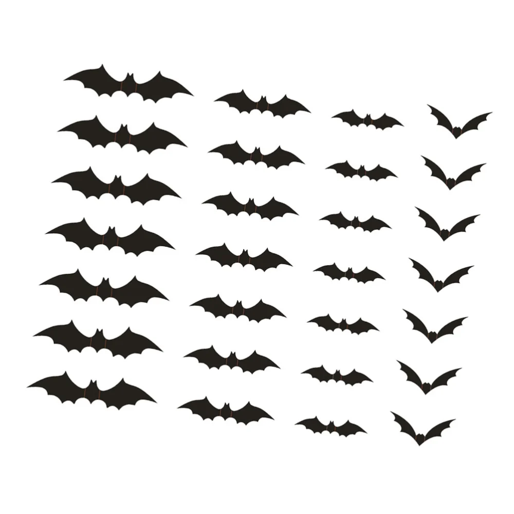 48pcs Chic Halloween Bat Decals 3D DIY Wall Art Sticker Room Window Black Sticker Decor for Party Decoration