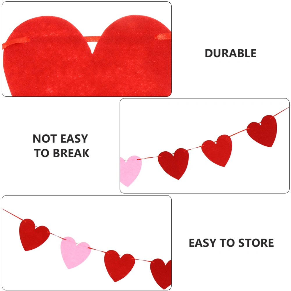 4pcs Lover's Day Felt Banners Pink and Red Heart Garland Hanging Decoration