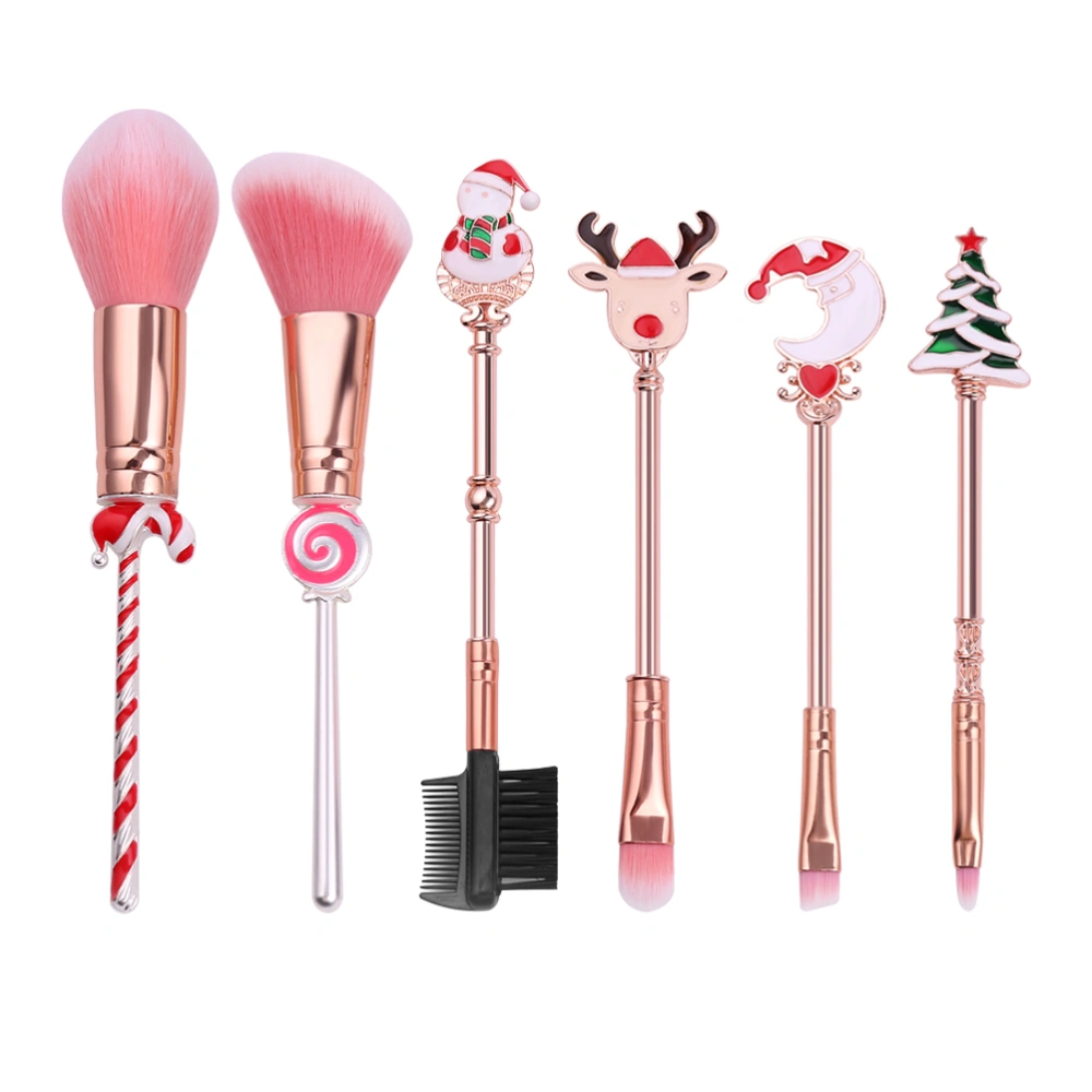 7 Pcs/Set Christmas Makeup Brushes Santa Claus Brush Elk Brush Candy Brush Mini Cosmetic Tools for Children Girls Women