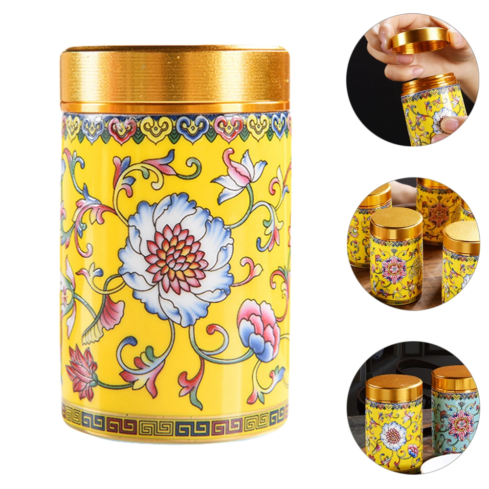 Ceramic Tea Canister Loose Tea Jar Enamel Storage Can Porcelain Container