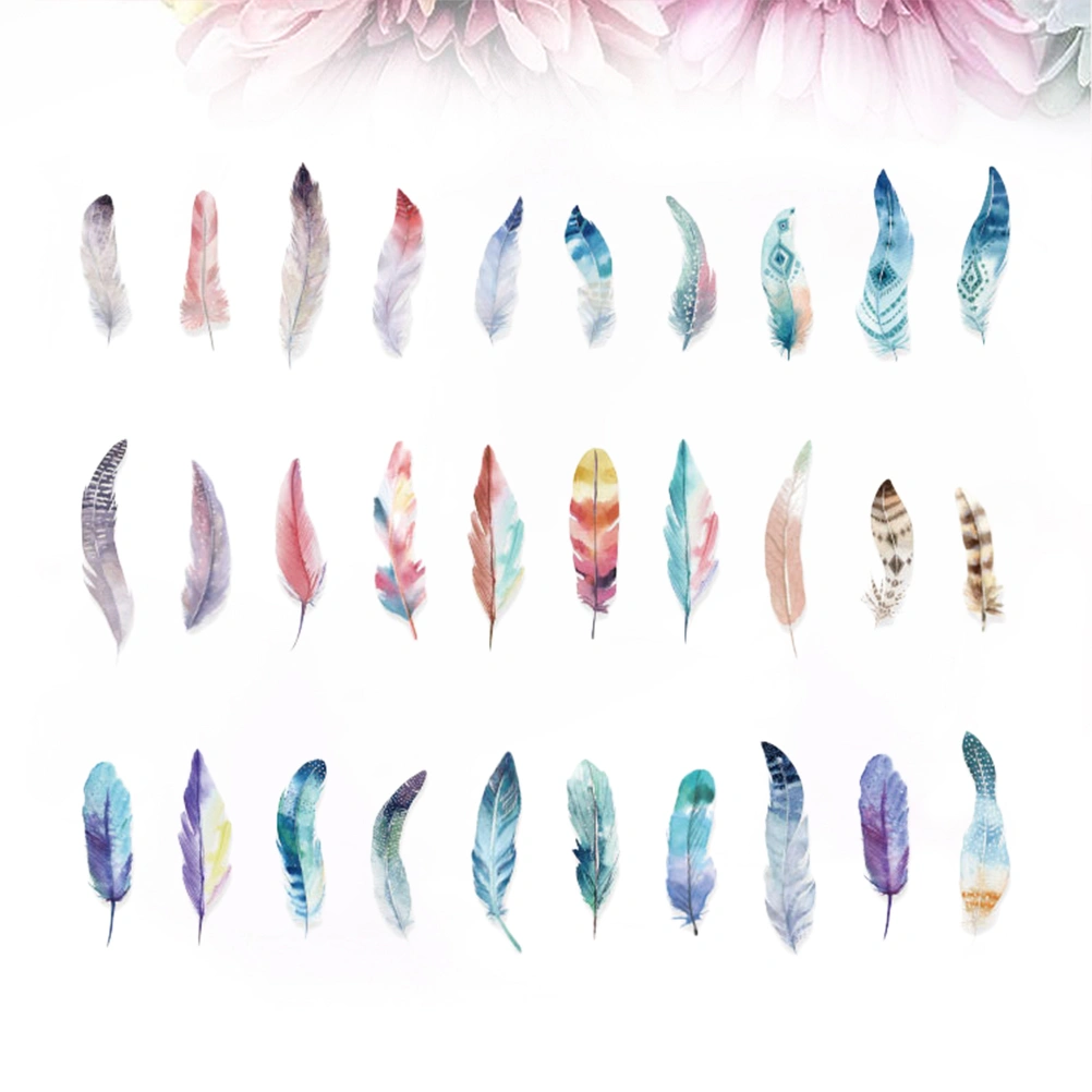 30 Sheets Paper Bookmark Dyed Feather Dream Cards Literary Feathers Small Fresh Students Stationery Shaped Bookmarks