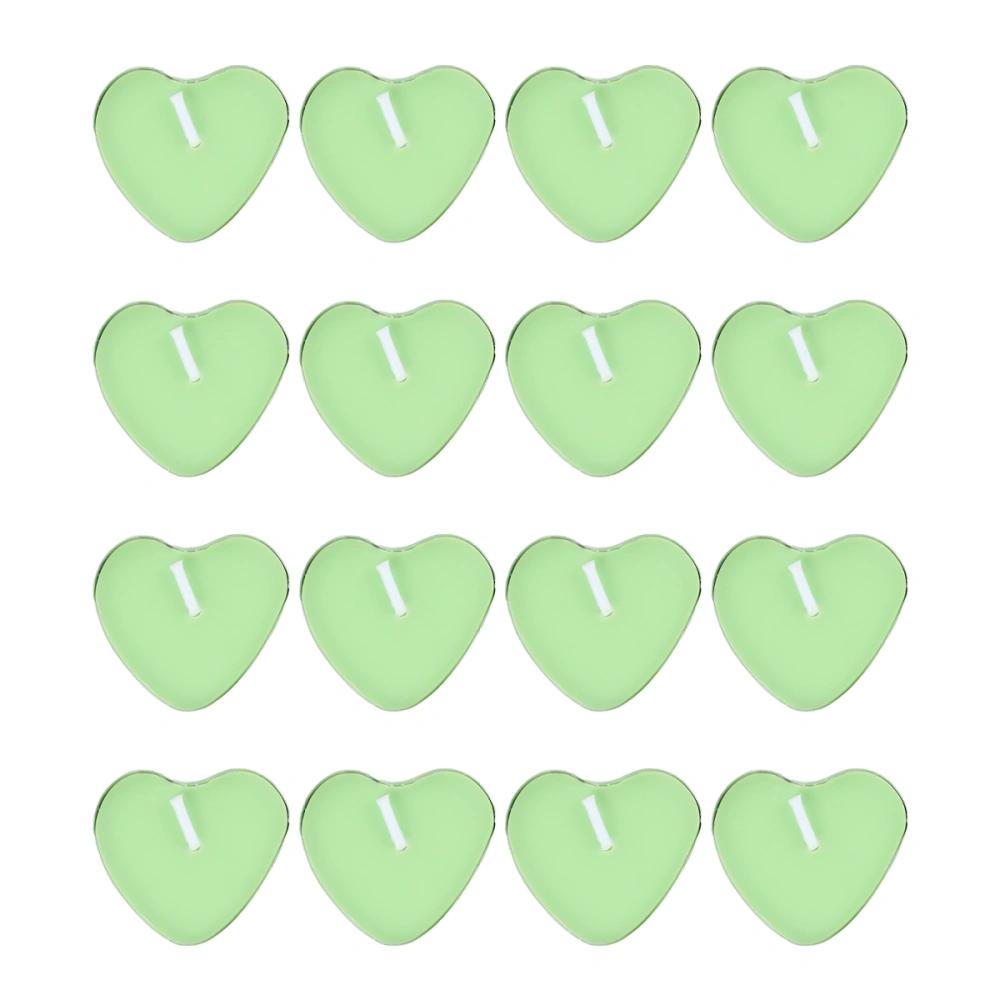 100pcs Romantic Heart Shape Candle Wedding Decorative Candles Smokeless Candles (Green)