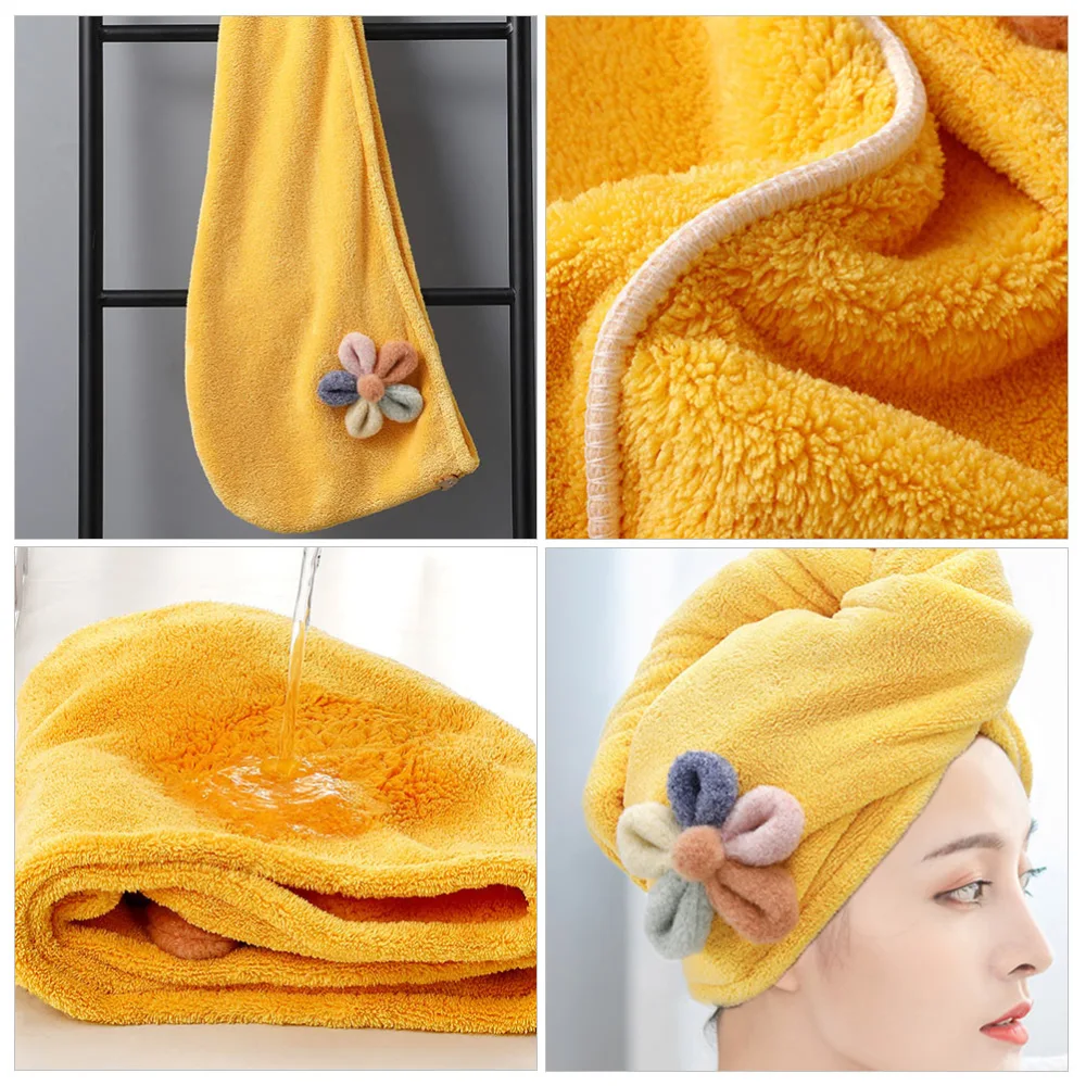 1 pc Quick-drying Hair Hat  Lovely Hair Hat Coral Fleece Towel for Bath