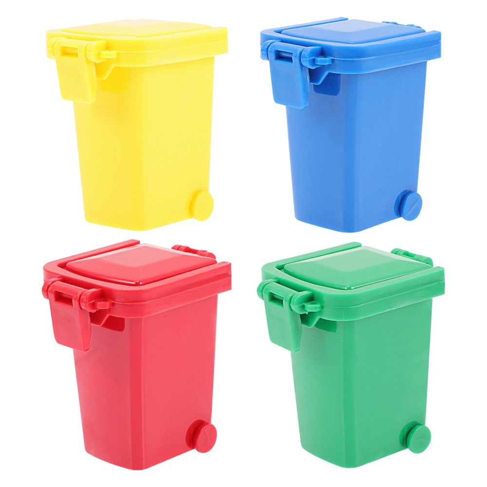 4pcs Small Garbage Can Toy Child Garbage Can Toy Push Garbage Can Toy for Learning