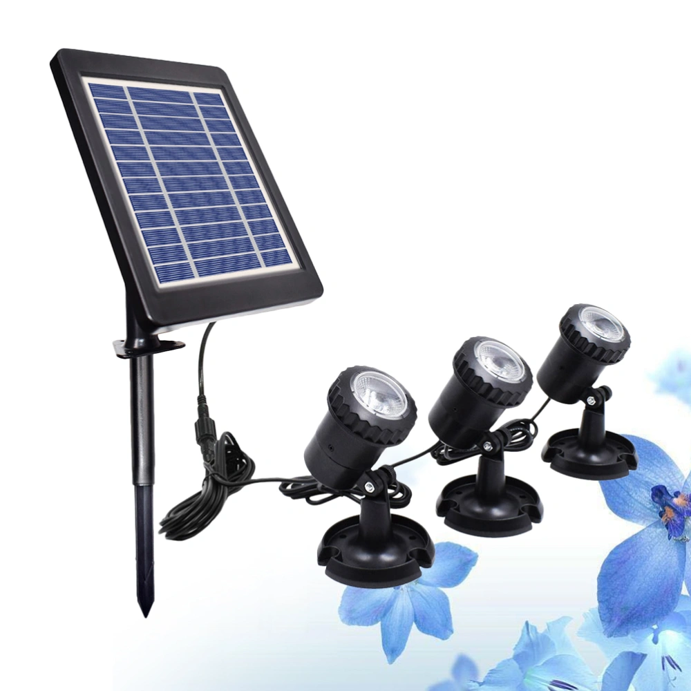 1 Set 6V 3.5W 3 LED Warm White Light Outdoor Solar Flood Light Underwater Flood Light Garden Light Decoration Light