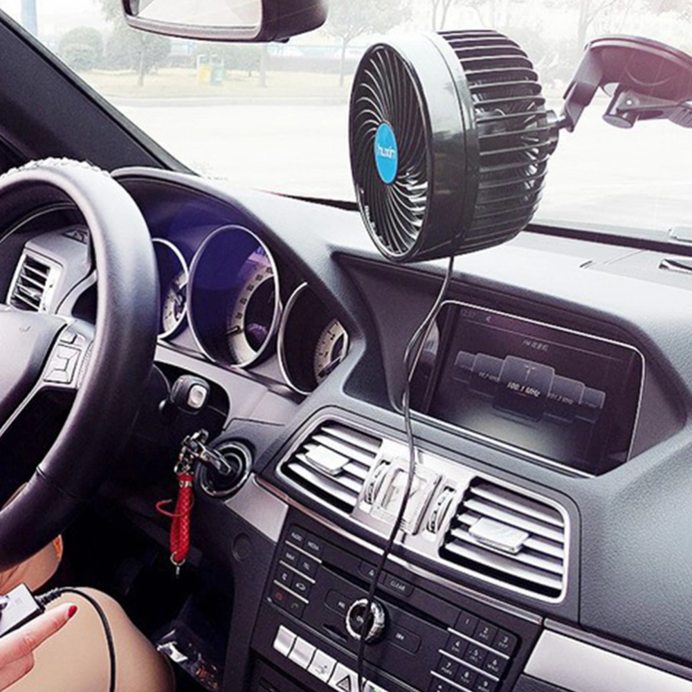 6 Inches Sucker Fan Creative Car Interior Fan Small Summer Fan Convenient Automobile Fan for Men Women (Black, 24V)