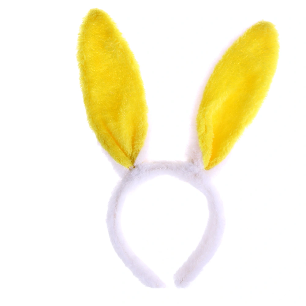 Plush Bunny Ears Hairbands Bunny Headband Bunny Ears Hairbands (White and Yellow)