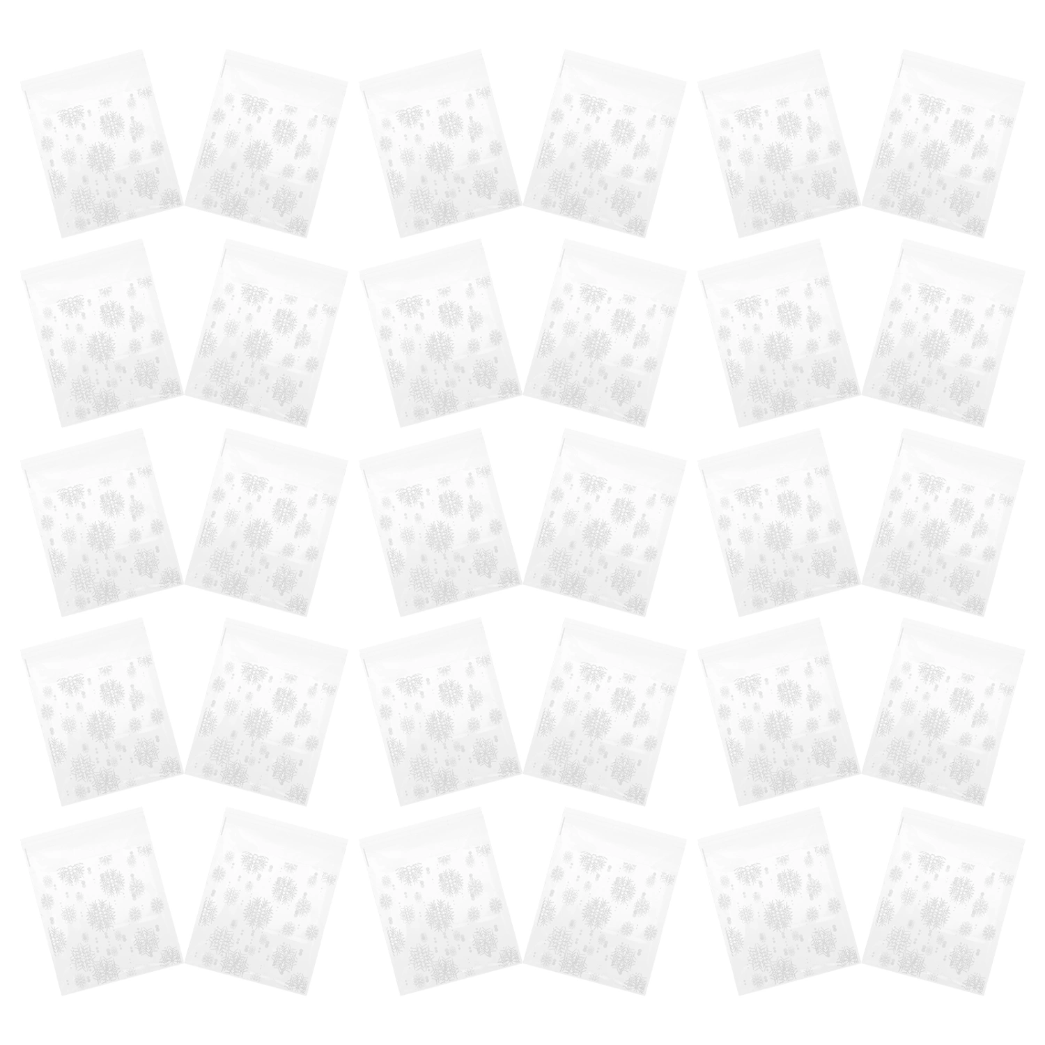 200Pcs Baking Packaging Bag Biscuit Storage Pouch Xmas Snowflake Bag Transparent