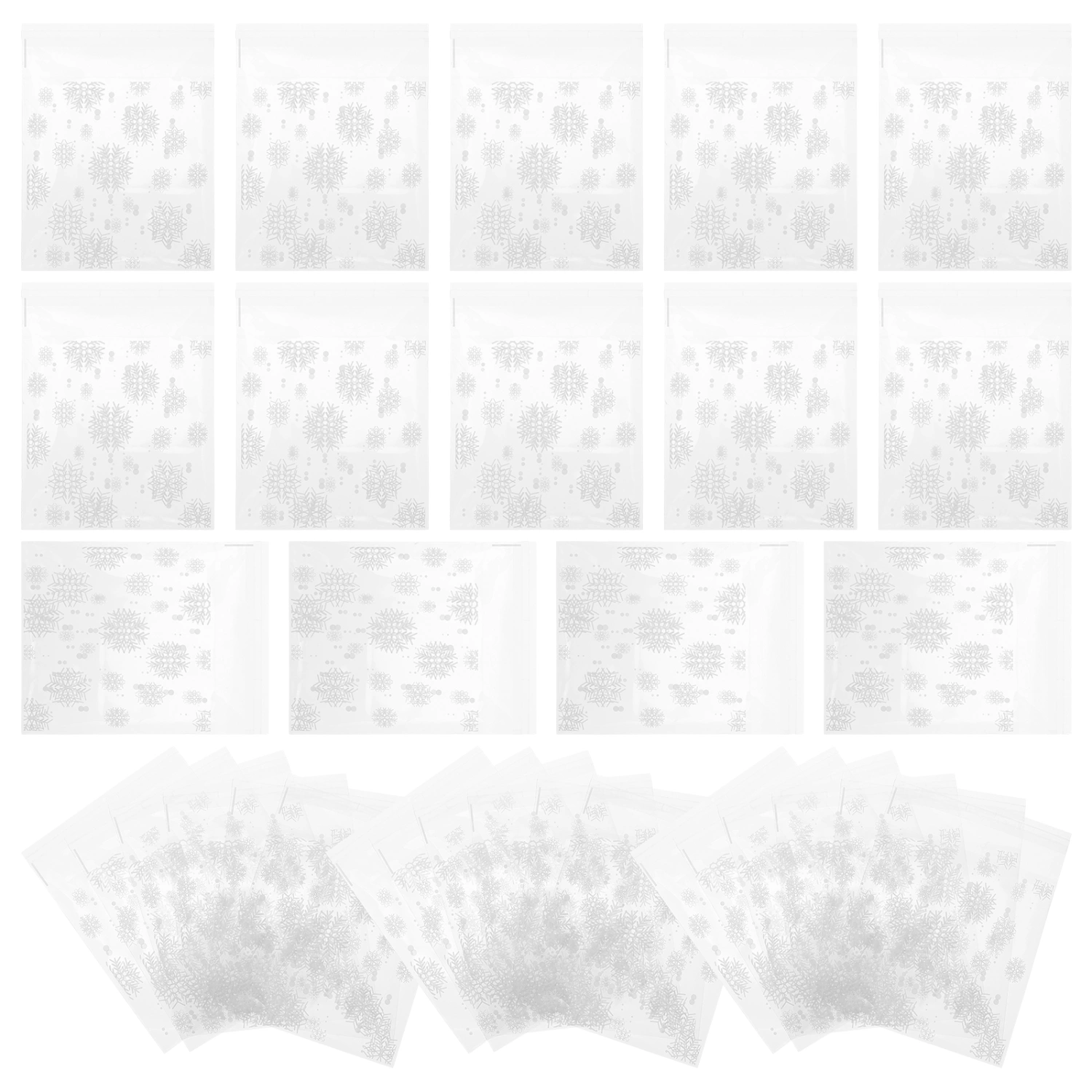 200Pcs Baking Packaging Bag Biscuit Storage Pouch Xmas Snowflake Bag Transparent