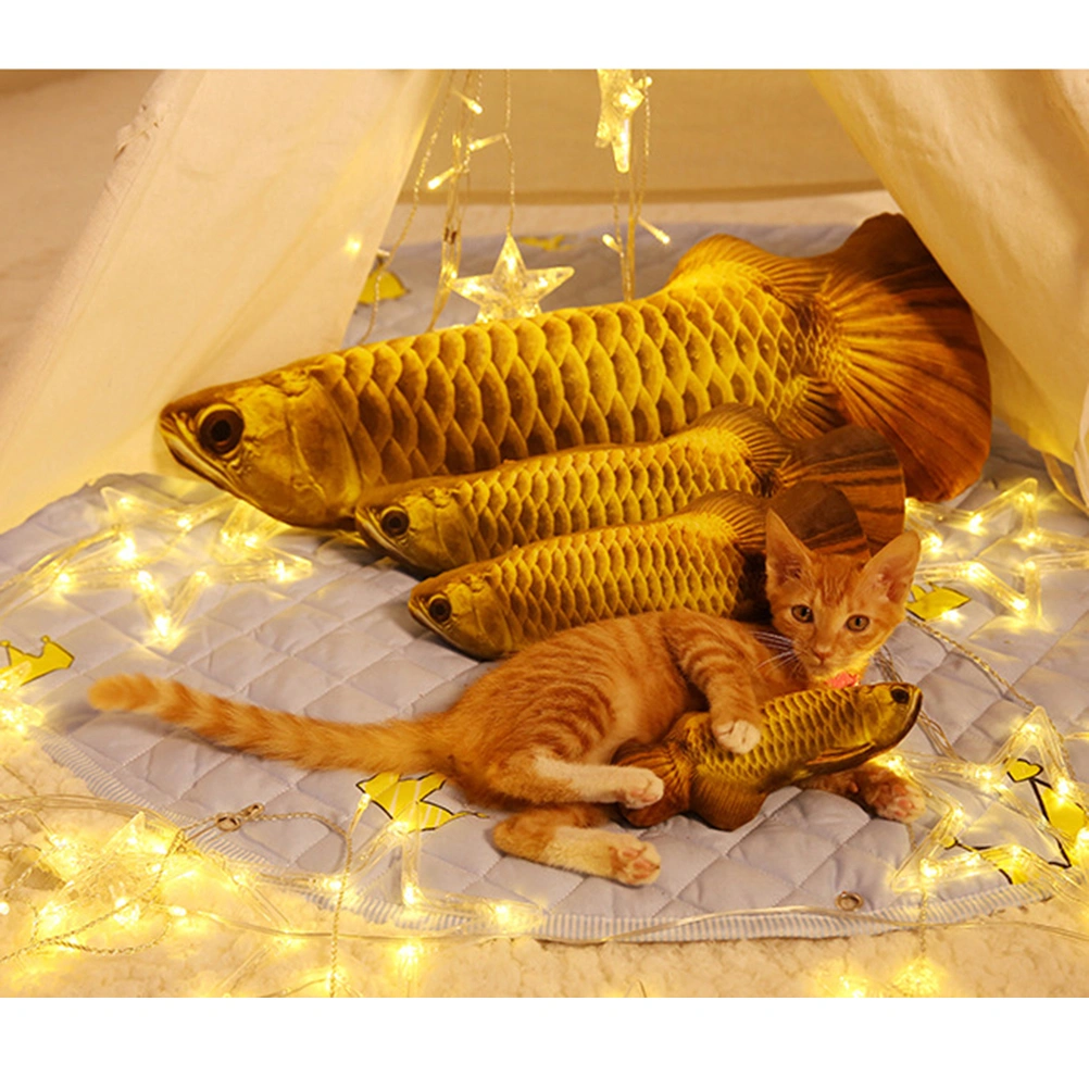 Pet Cat Fish Cushion Pillow Animal Cat Toy Fish Toy Catnip Toys Interactive Fish Doll (Gold Arowana)