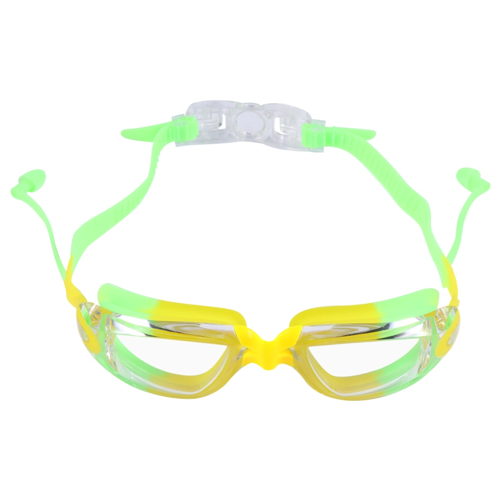 Waterproof Swimming Glasses Anti-fog Lens Transparent Swimming Eyewear Swimming Goggles for Children Kids (Yellow Green)