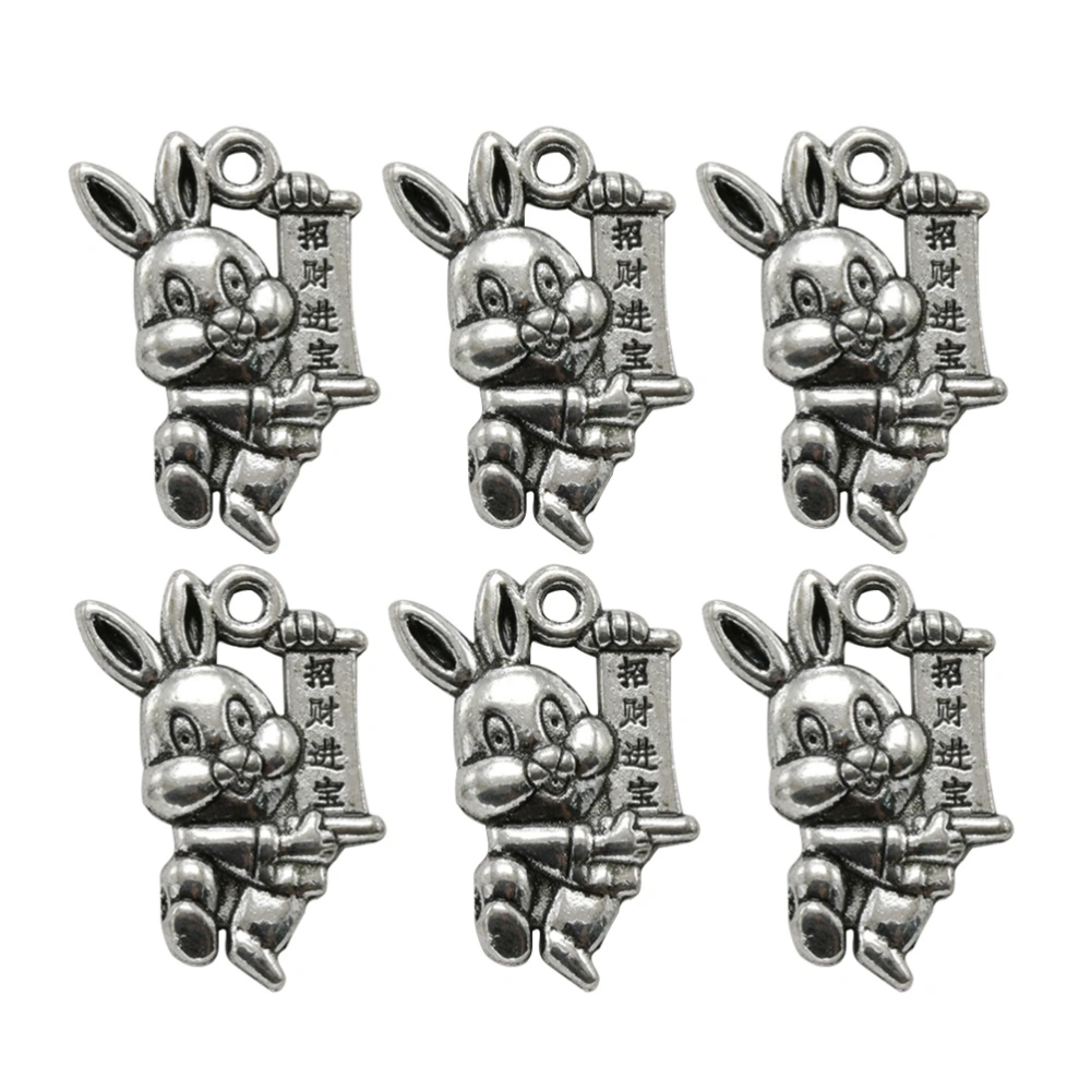 20pcs Alloy Carved Money Drawing Rabbit Pendants Charms DIY Jewelry Making Accessory for Necklace Bracelet (Antique Silver)