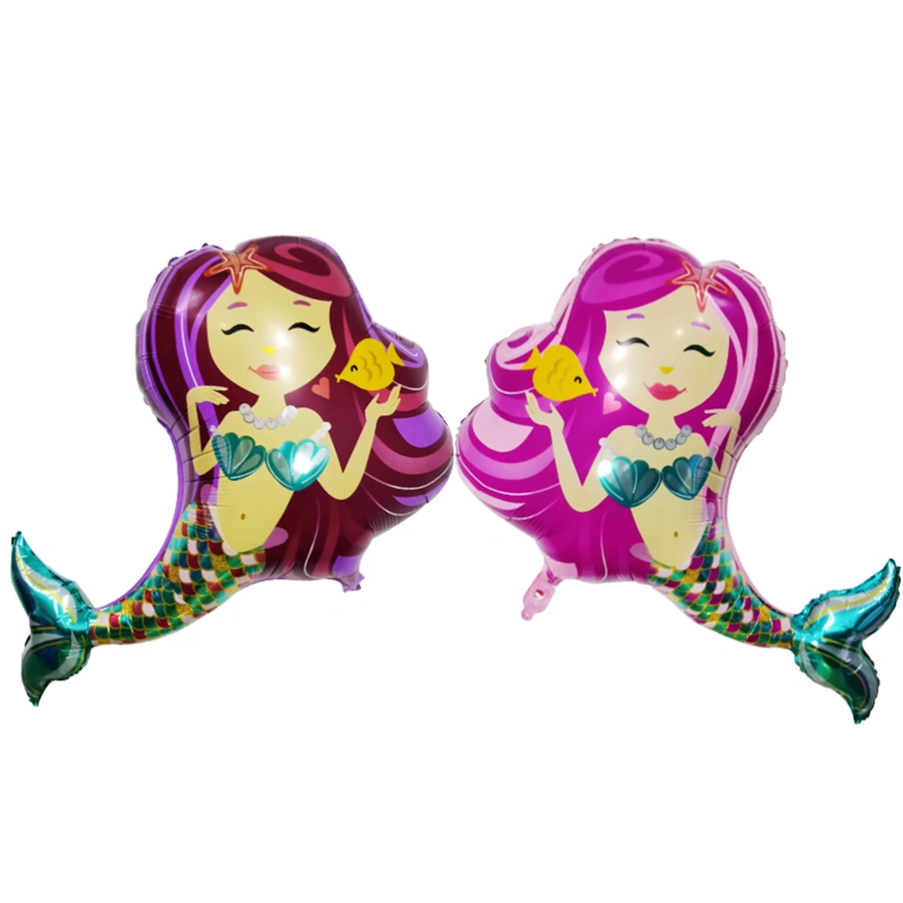 2pcs Mermaid Foil Balloons Birthday Wedding Themed Party Balloons Holiday Decorations