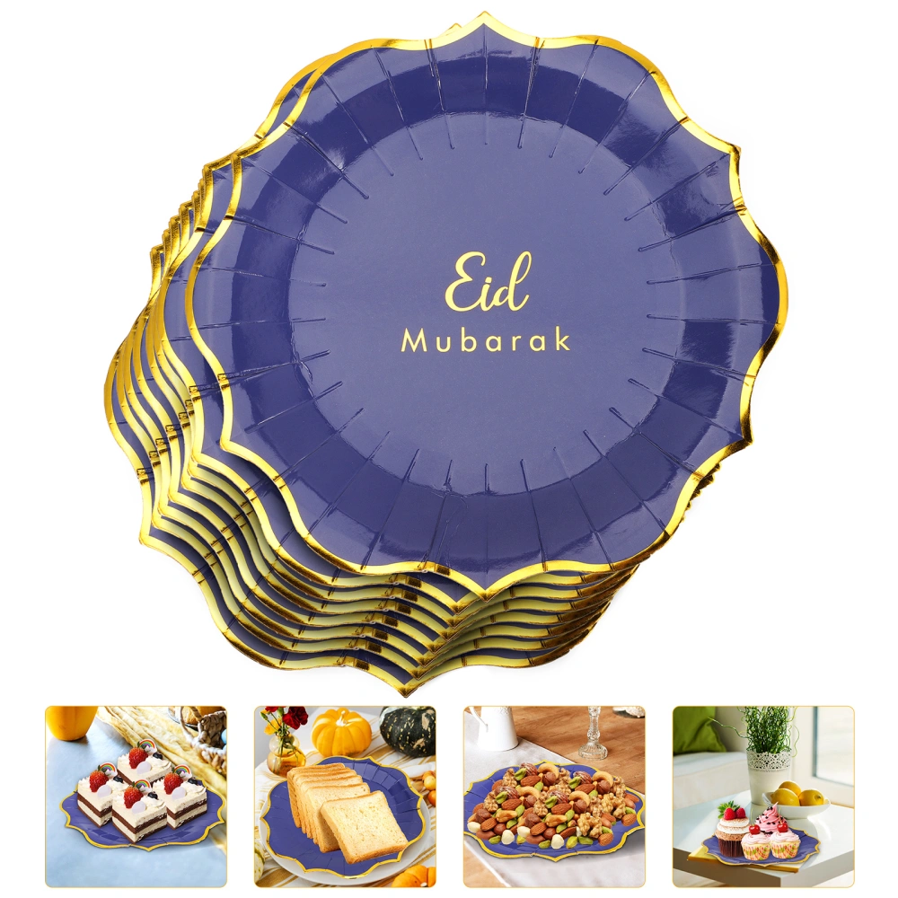 8pcs Disposable Paper Plate Party Food Plate Cake Plate Ramadan Party Supplies