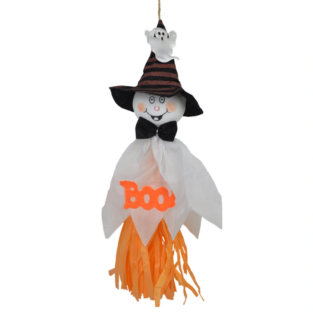 Halloween Creepy Hanging Scarecrow Ghost Halloween Home Garden Yard Bar Decorations Party Supplies Haunted House Props (White)