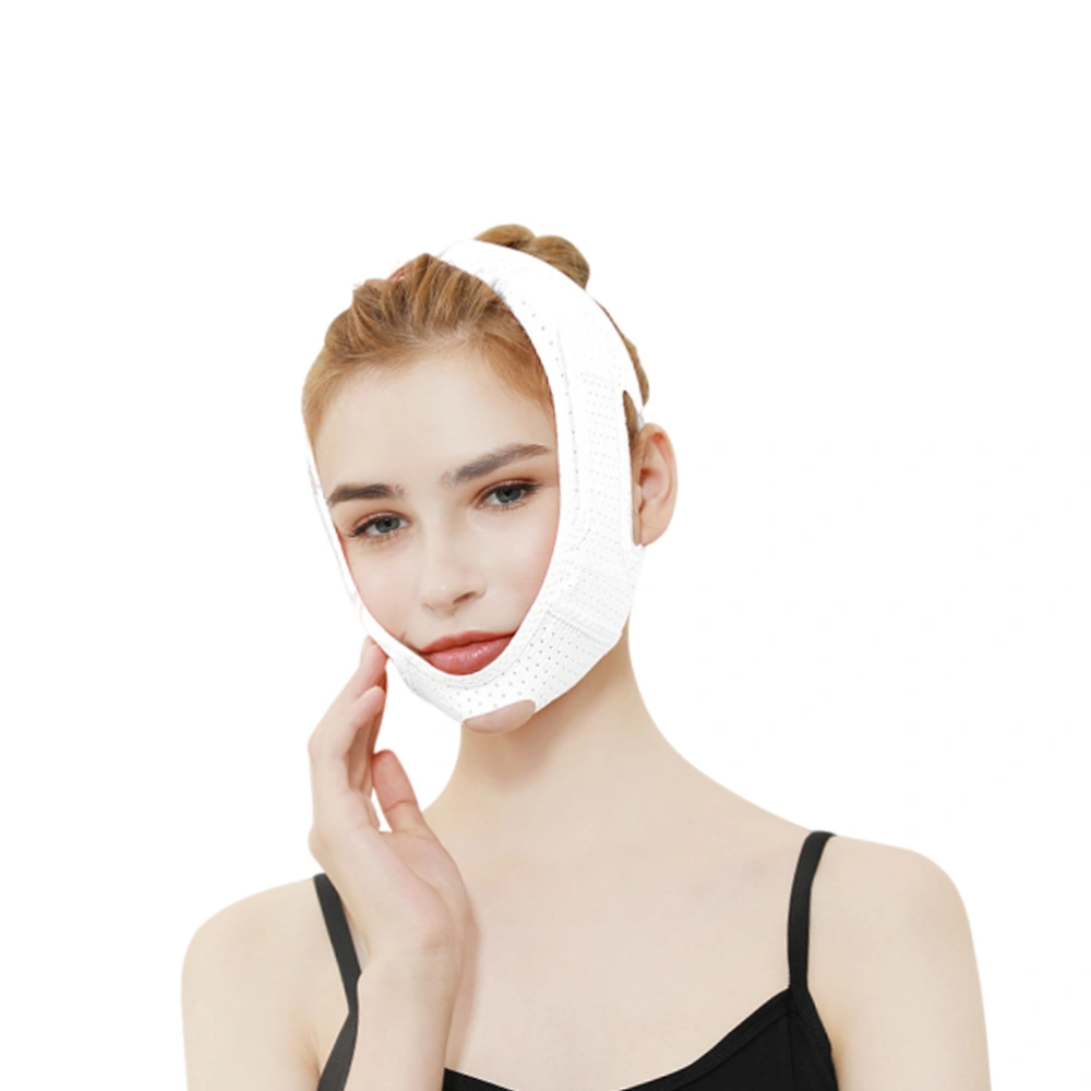 Breathable Face Lifing Mask Women V Line Face Bandage Masseter Muscle Chin Strap 073 White