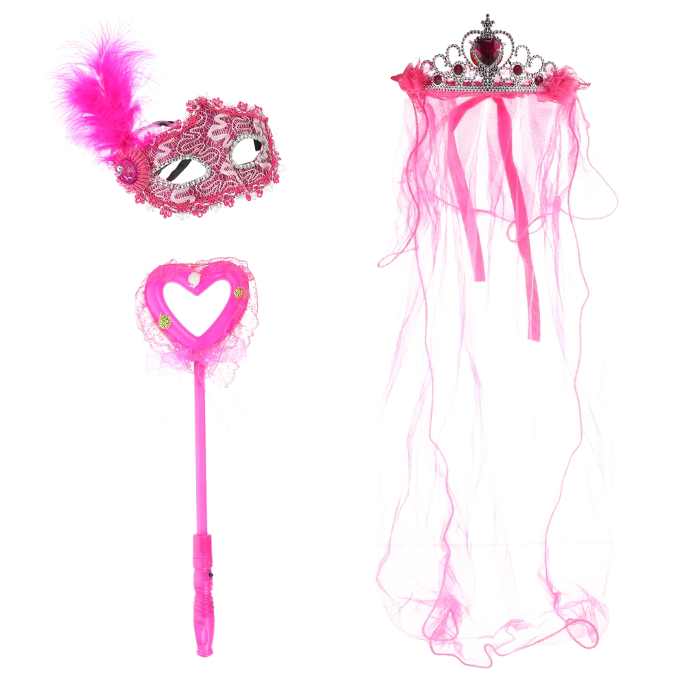 3pcs LED Delicate Crown Veil Fairy Stick Sets Fairy Hair Accessories