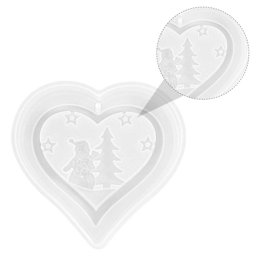 1Pc Christmas Tag Mold Heart Shape Pendant Casting Mold DIY Silicone Mold