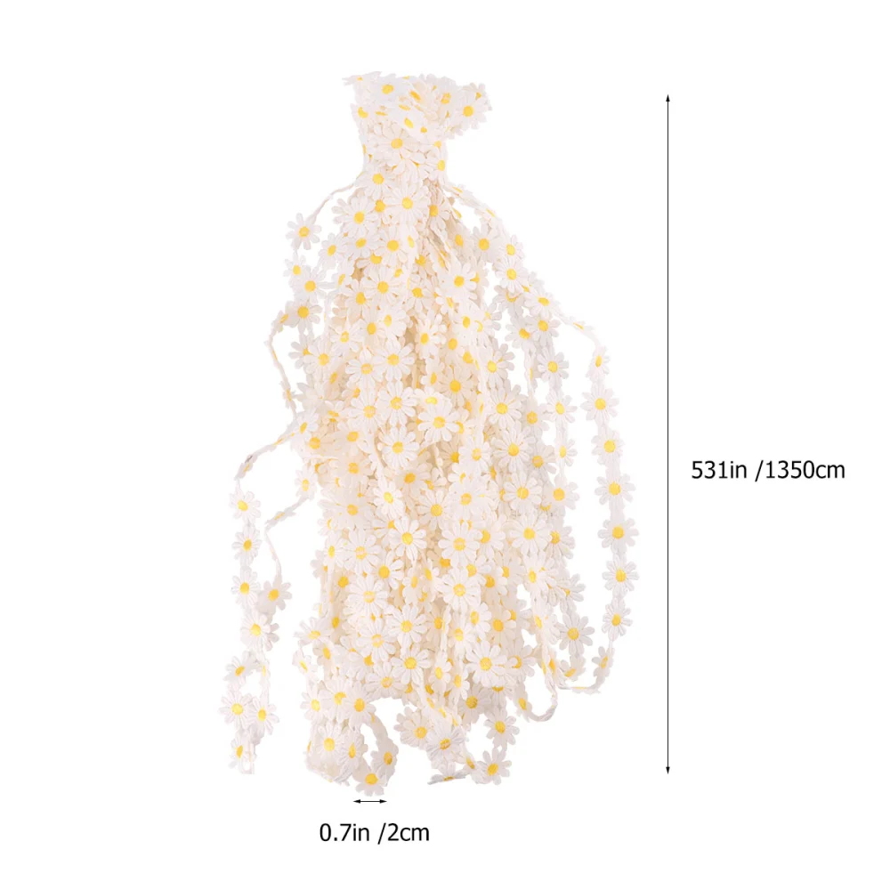 1PC DIY Clothing Lace Embroidered Water-soluble Daisy Lace DIY Clothing Accessories Decor Multi-purpose DIY Daisy Lace for DIY Making (White+Yellow)