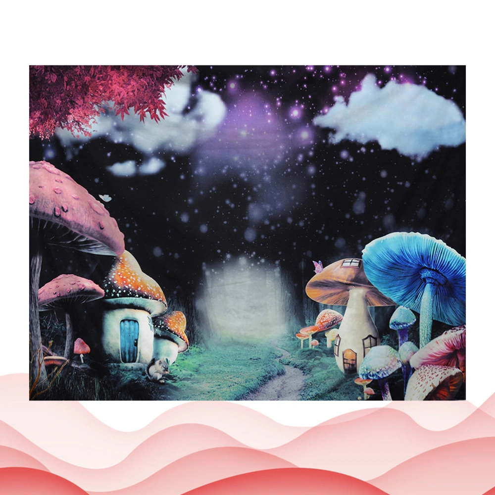 1pc Mushroom Printing Hanging Tapestry Beach Towel Bath Towel Wall Background Decorative Cloth for Home (200x150cm Blue)