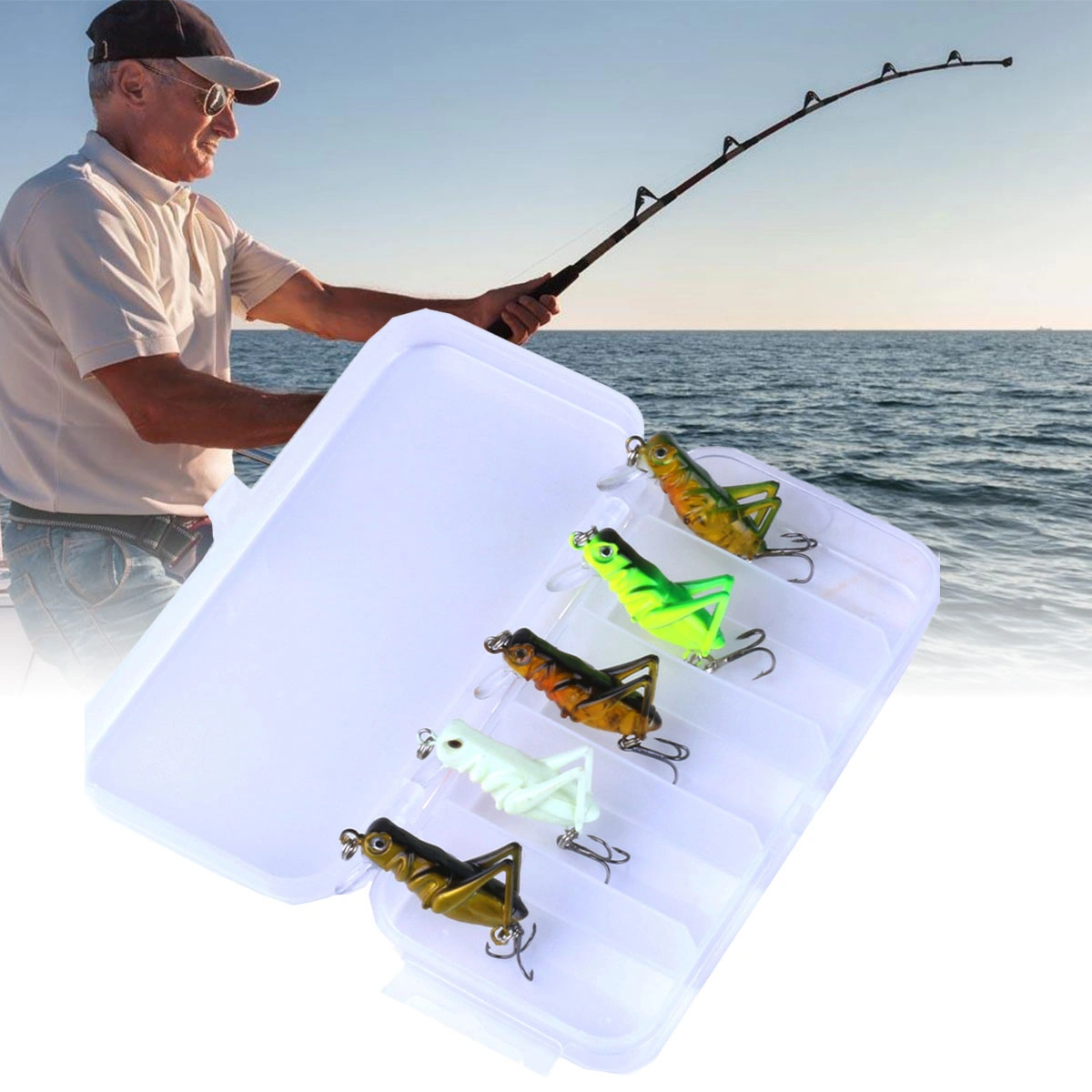5pcs Simulation Shrimp Luminous Fishing Bait Fishing Gear Set Fishing Lures Fishing Set for Fishing