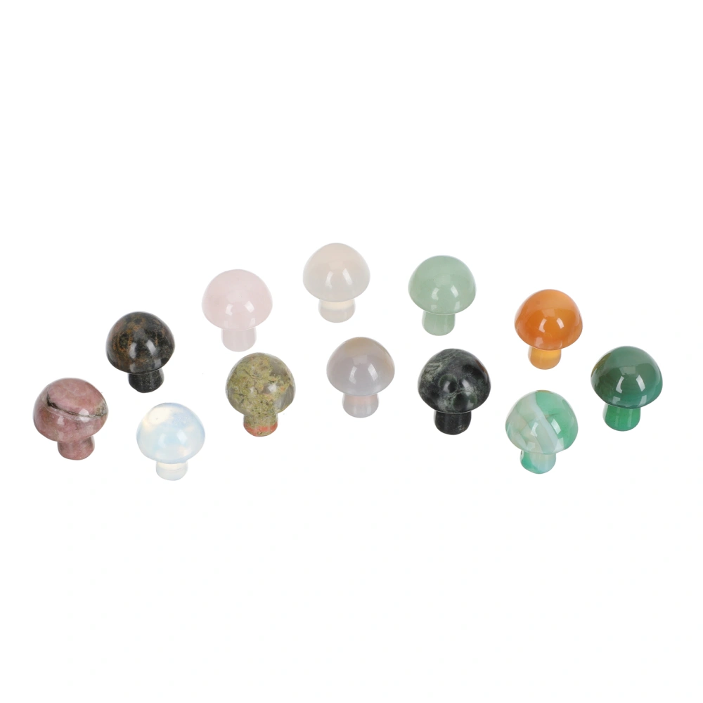 12Pcs Mushroom Shape Semi-precious Stones Mushroom Ornaments Fish Tank Decors