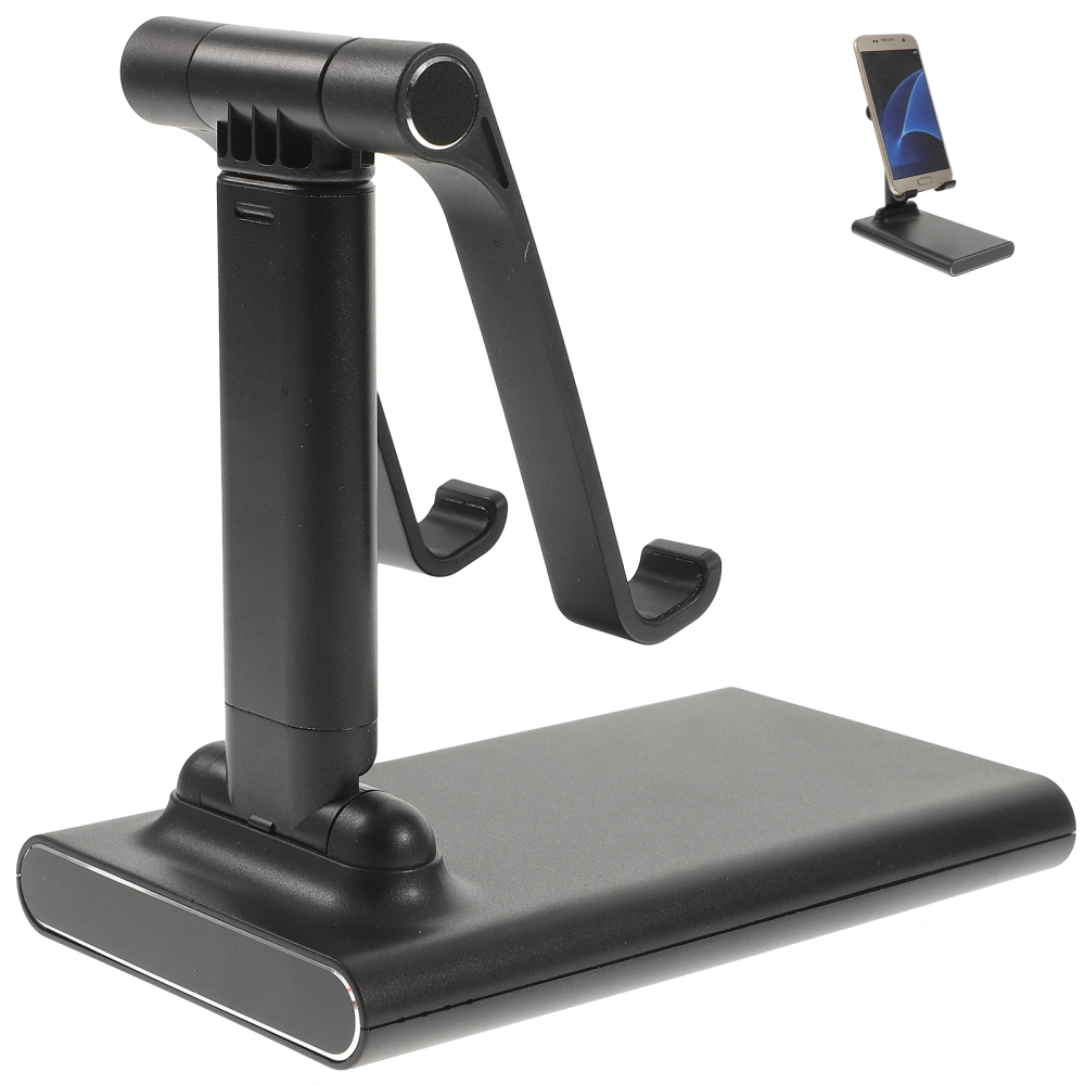 Aluminum Alloy Telescopic Phone Holder Creative Desktop Compatible Phone Base Bracket for Smart Phone Tablet (Black)