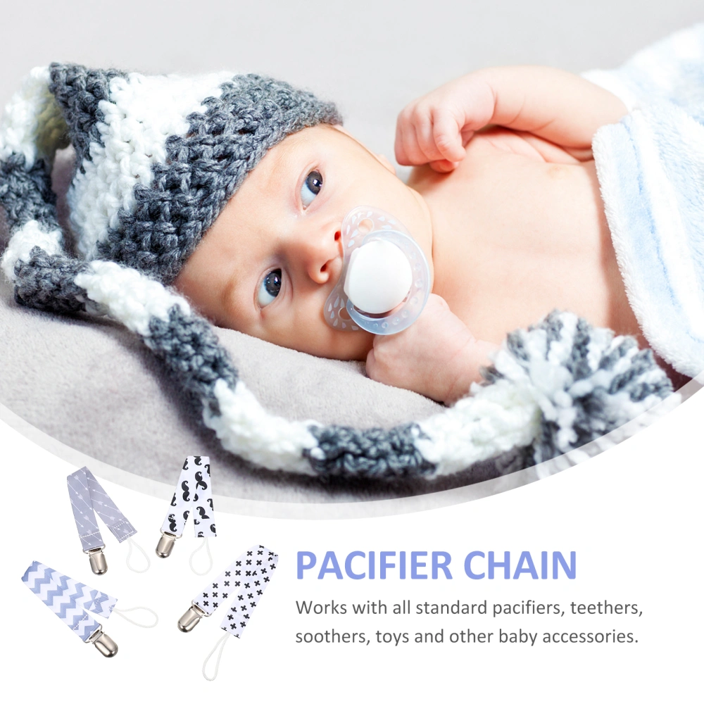 4pcs Infant Pacifier Clip Baby Soother Modern Teething Clips Strap Leash Holder for Boys