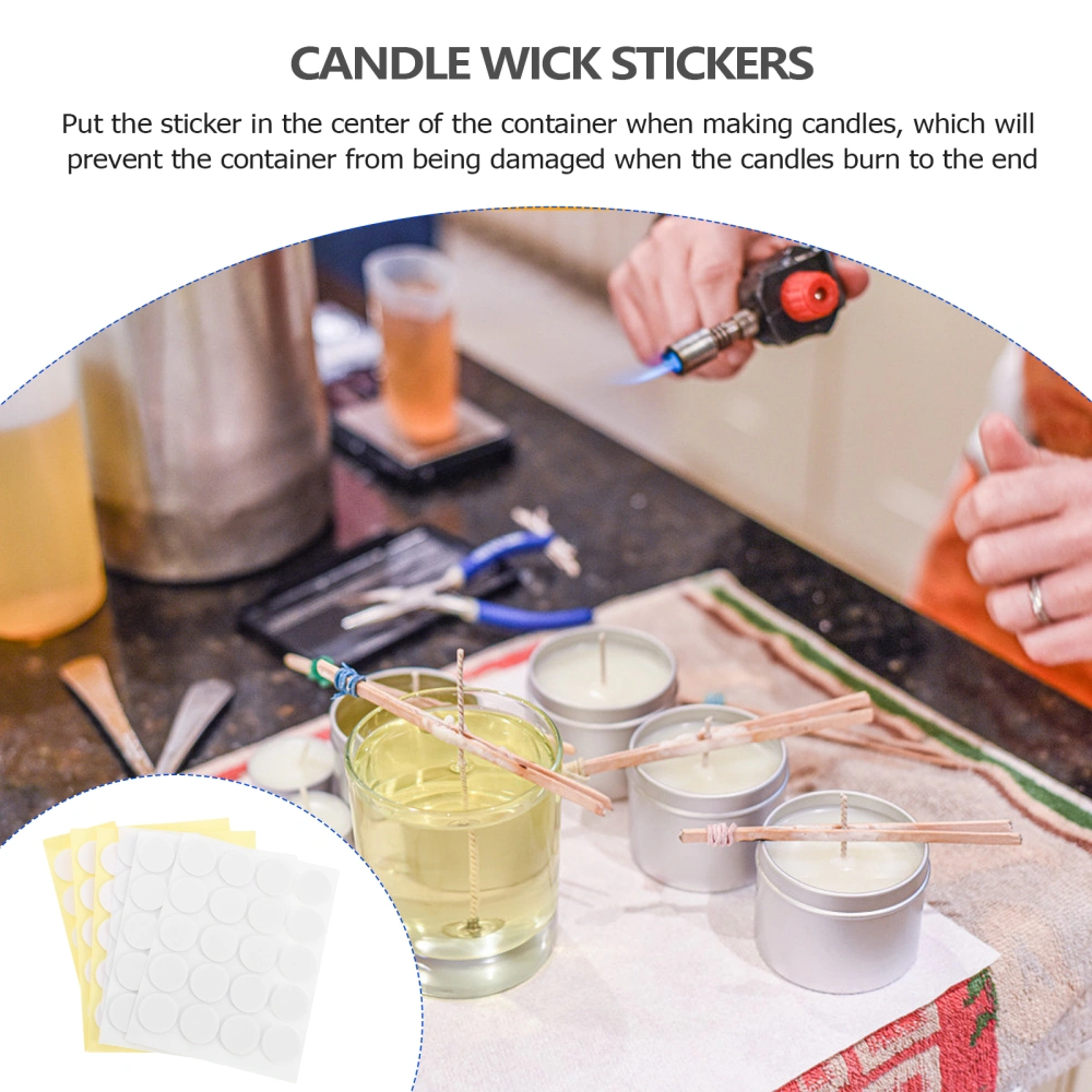 100pcs Candle Wick Stickers Double-Sided Adhesive Sticker (Yellow, White)