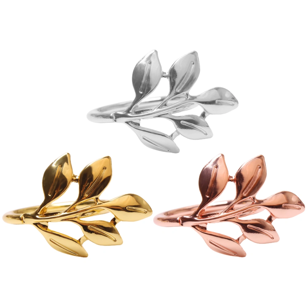 3PCS Electroplated Leaf Napkin Rings Eco-friendly Maple Leaf Napkin Clasps