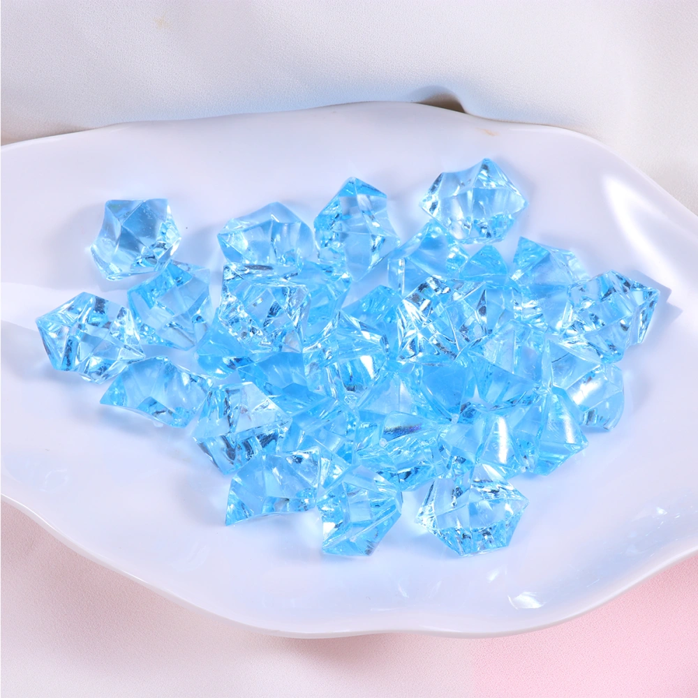 Simulation Acrylic Gems Ice Crystal Rocks Handmade Crushed Ice Cubes Crystals Fake Ice Cubes Gems for Wedding Photography DIY Craft (Sky-blue)