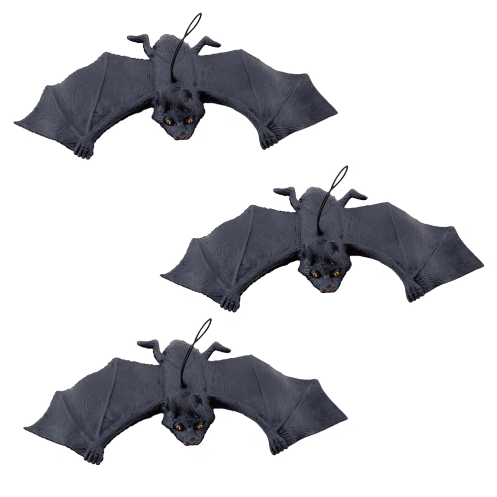 3pcs Halloween Bat Hanging Drops Artificial Bat Arrangement Props for Festival Party Gathering (Large Size Pattern)