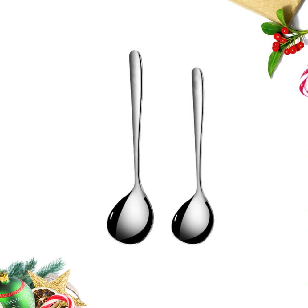 2PCS Stainless Steel Porridge Spoon Long Handle Colander Cooking Spoon Handmade Utensil for Kitchen Restaurant