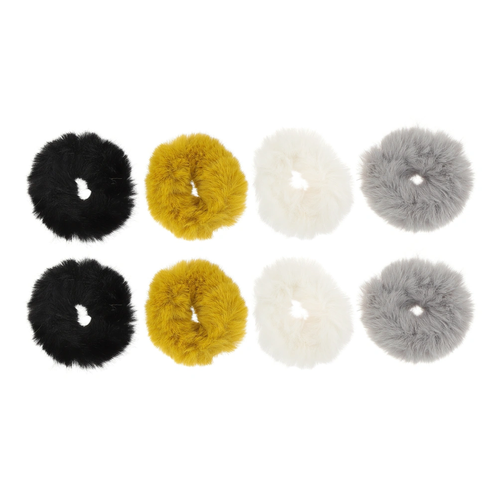 8pcs Fluffy Hair Ties Girl Ponytail Holder Simple Hair Rope Elastic Hair Rings