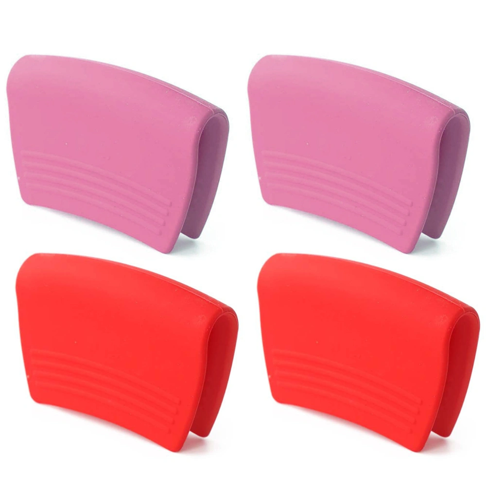 2pairs/4pcs Kitchen Mitts Hand Clips Anti-heat Anti-scald Silicone Heat Plate Clamp Clips Refrigerator Cooking Insulated Gloves Mitts (Random Color)