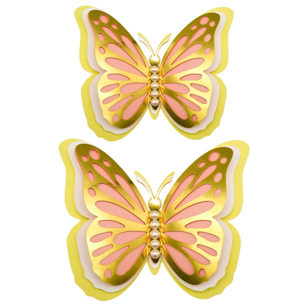 4pcs Wall Butterfly Sticker Decor 3D Butterfly Decal Wall Art 4-tiered Hollow Butterfly Sticker