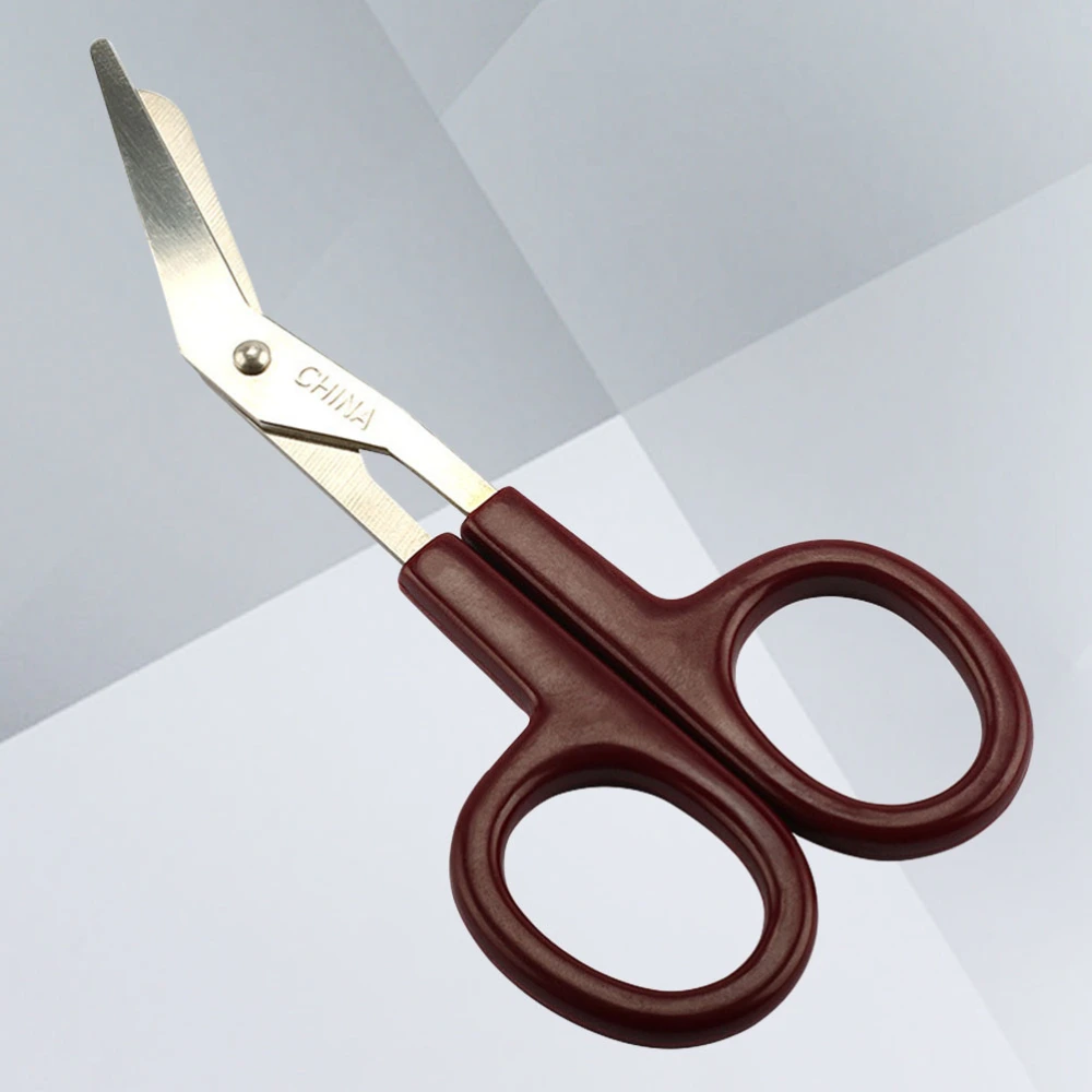 1pc Stainless Steel Bandage Scissors Plastic Handle Bend Nursing Scissors for Hospital Home Use (Random Color)