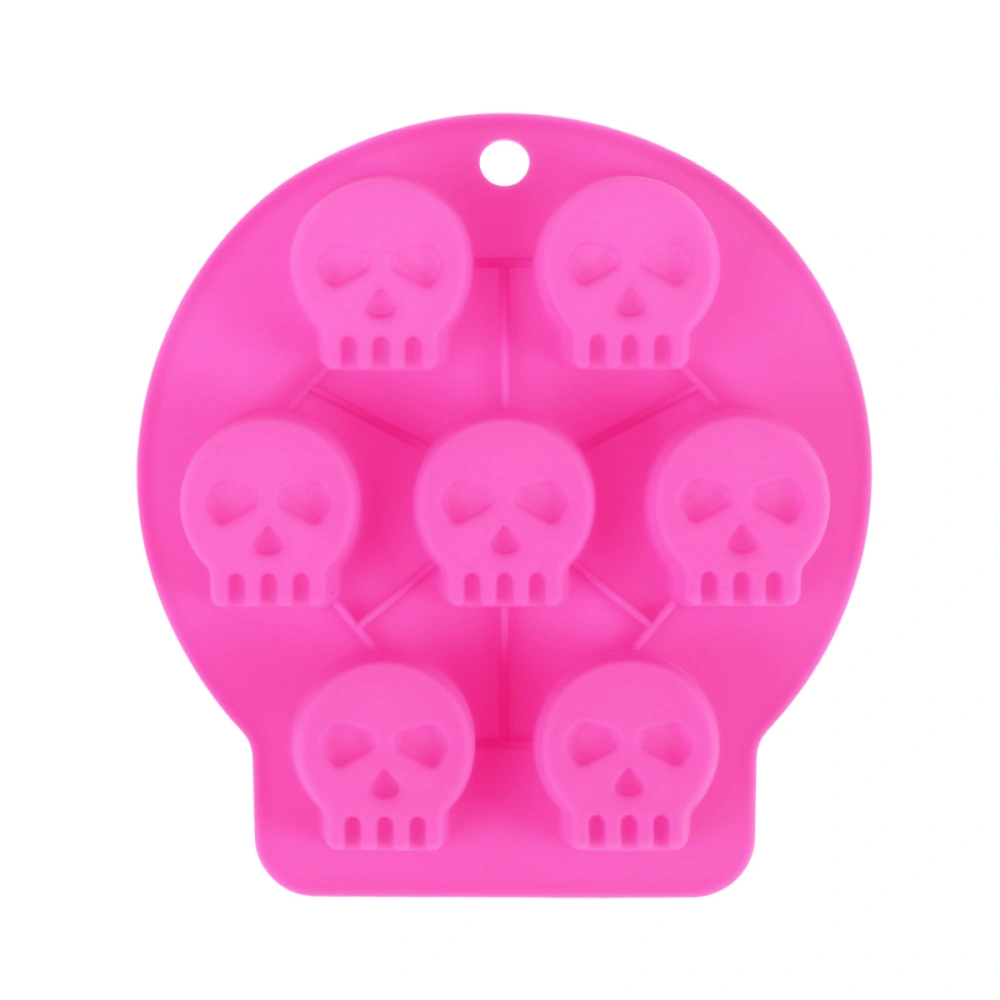 Halloween Skull Silicone Ice Cube Tray Ice Making Mold Creative Chocolate Candy Mold (Pink)