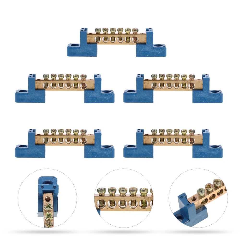 5pcs Terminal Bus Bar 6 Positions Terminal Block Brass Wire Screw Terminal