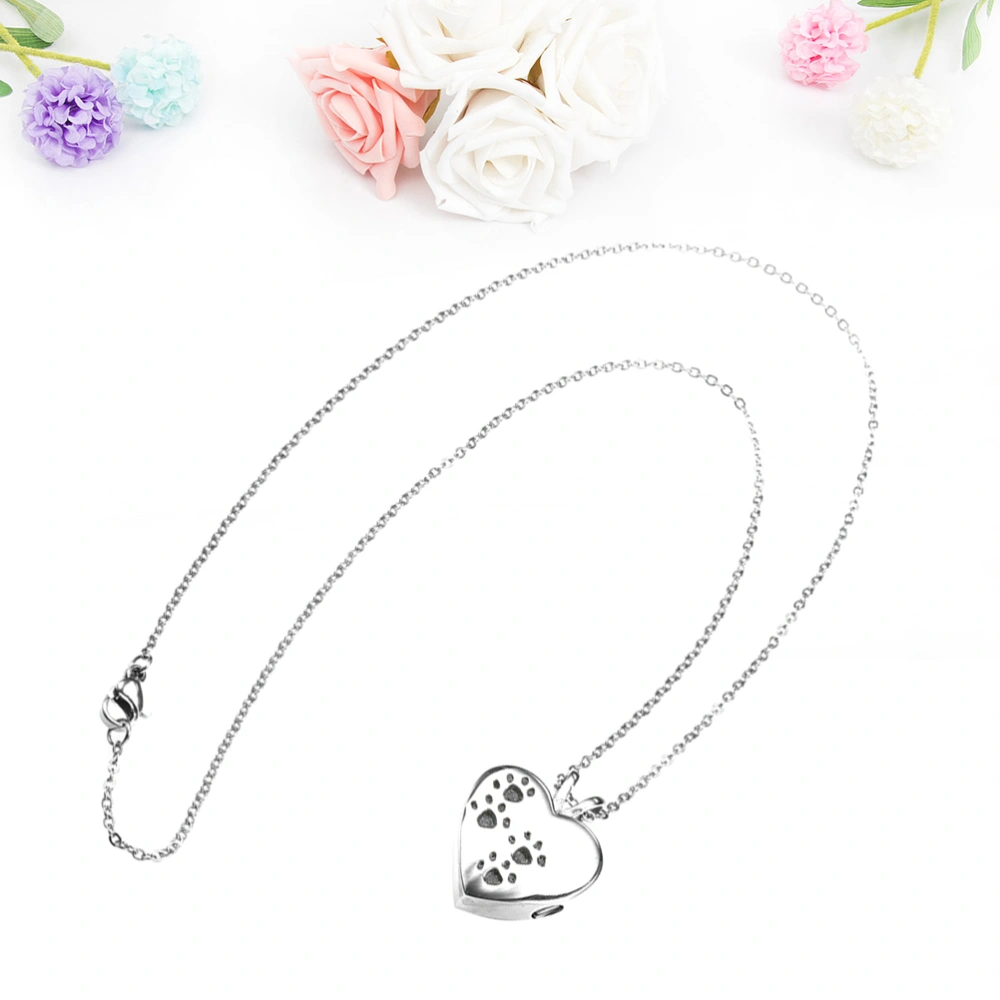 Heart Dog Claw Printed Pendant Cinerary Casket Chain for Girls Ladies Women Black Drop Silver Hammer Cross Chain