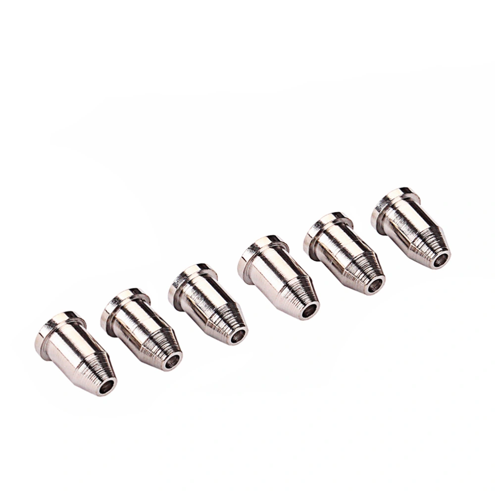 6pcs Bullet Shape External Thread Guitar String Caps Mounting Buckle Through Body Ferrules Bushing Parts Guitar Accessories (Silver)