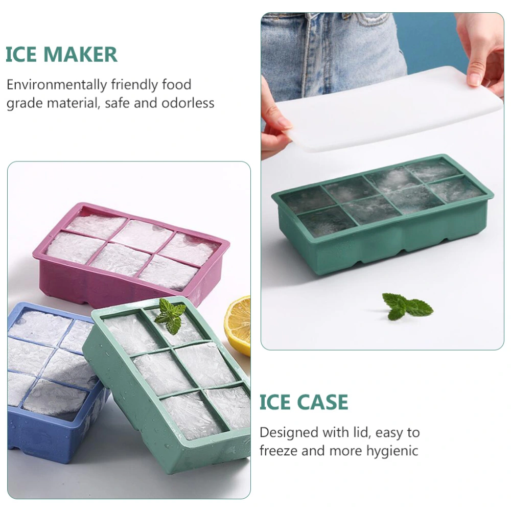 1Pc 8 Grids Silicone Ice Cube Tray with Lid Drink Whisky Ice Cube Mold Ice Mold